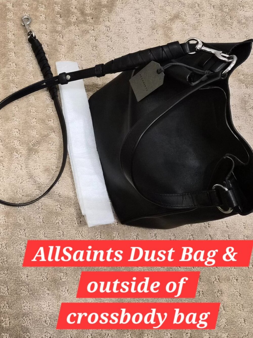 ALL SAINTS BLACK CROSSBODY BAG\PURSE *** LIKE NEW ***